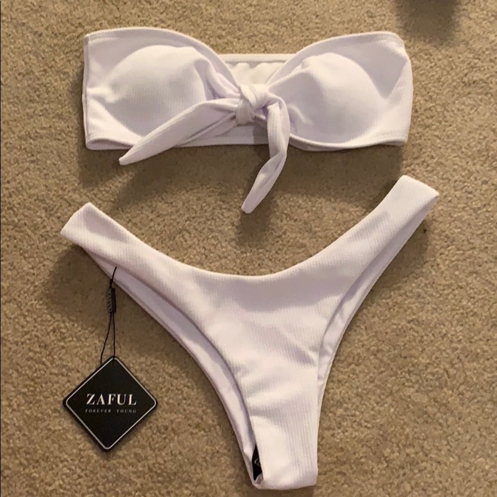 Zaful white bandeau bikini